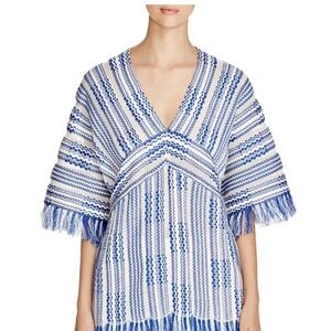Tory Burch Gwen Stripe Fringe Linen Tunic
